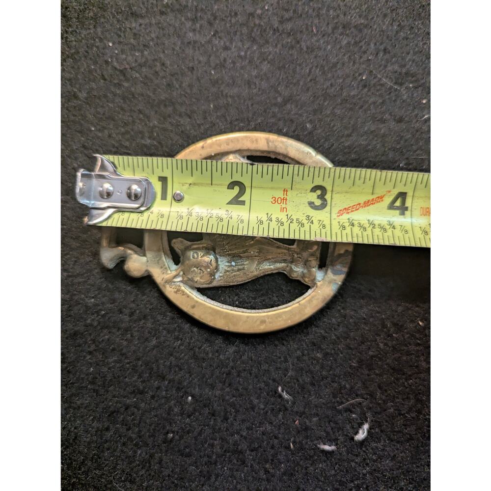 Antique Isle Of Man Manx Cat Horse Brass Harness Medallion Martingale Work Horse - Picture 6 of 6